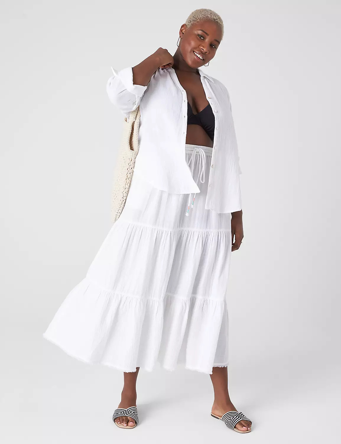 [MATCH BACK] Gauze Tiered Maxi Skir | LaneBryant | Lane Bryant (US)