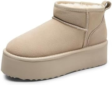 DREAM PAIRS Platform Mini Boots for Women Suede Genuine Leather, Classic Winter Ankle Snow Boots ... | Amazon (US)