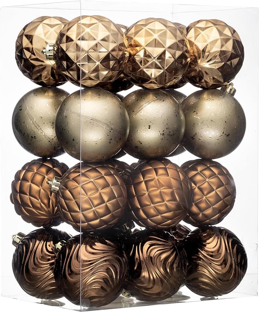 Valery Madelyn Christmas Ornaments Set, 24ct Large Bronze Copper and Gold Shatterproof Christmas ... | Amazon (US)