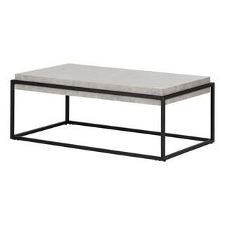 South Shore Mezzy 44 in. Concrete Gray/Black Large Rectangle Wood Coffee Table-12066 - The Home D... | The Home Depot