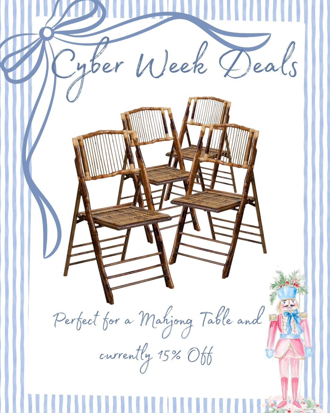 Cyber Week find! These bamboo chairs are perfect for a cozy mahjong night or adding extra seating with serious charm. 🀄️✨

#LTKGiftGuide #LTKHome #LTKCyberWeek