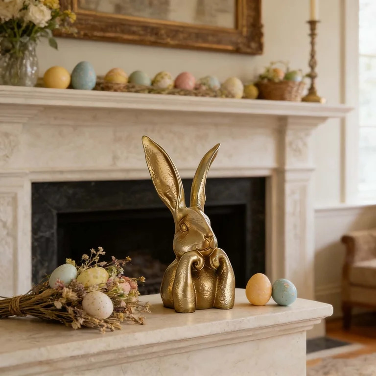 WKSCLPAI Gold Resin Bunny Statue, 8 Inch Easter Table Centerpiece, Spring Rabbits Decoration, Rab... | Walmart (US)