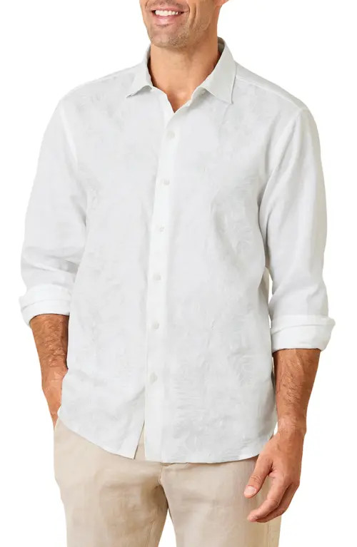 Tommy Bahama Down the Isle Embroidered Linen Button-Up Shirt in White at Nordstrom, Size X-Large | Nordstrom