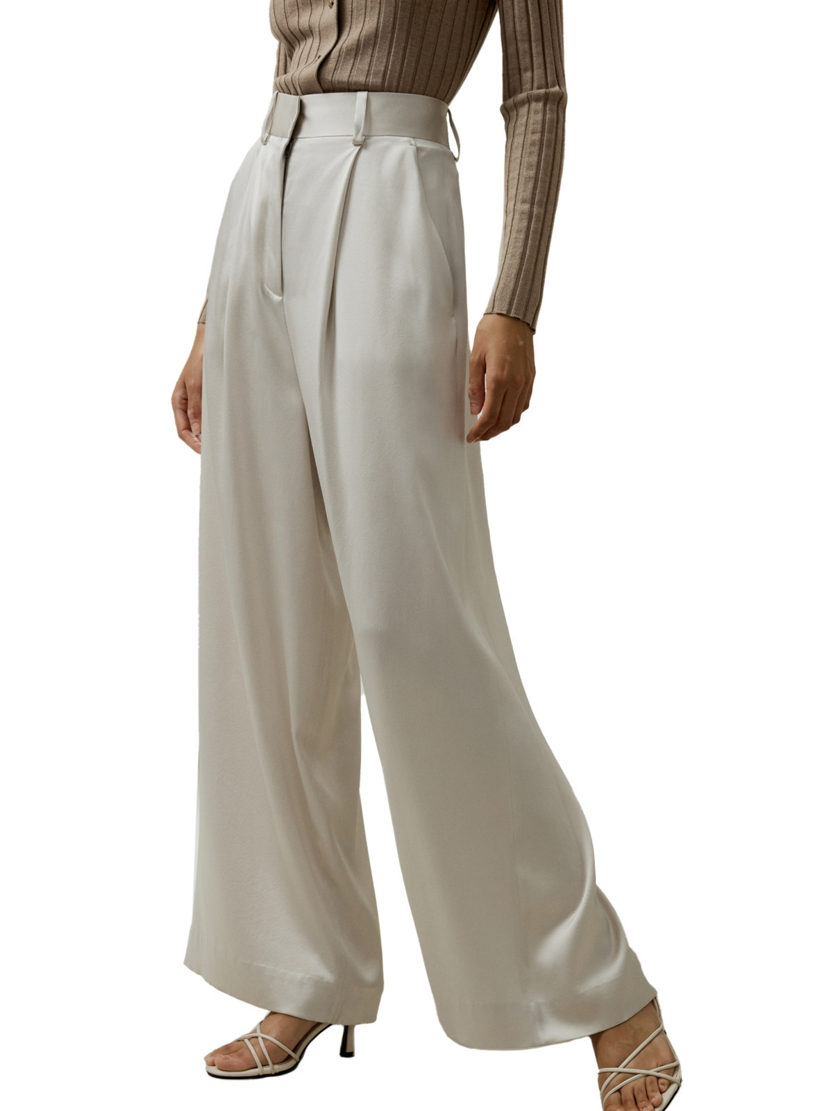 Lilysilk Women's High-Waisted Wide Leg Dense Silk Pants - Pale-gray | Macy's