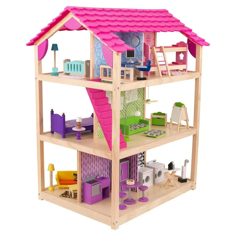 KidKraft So Chic Wooden Dollhouse with Wheels and 46 Accessories | Walmart (US)