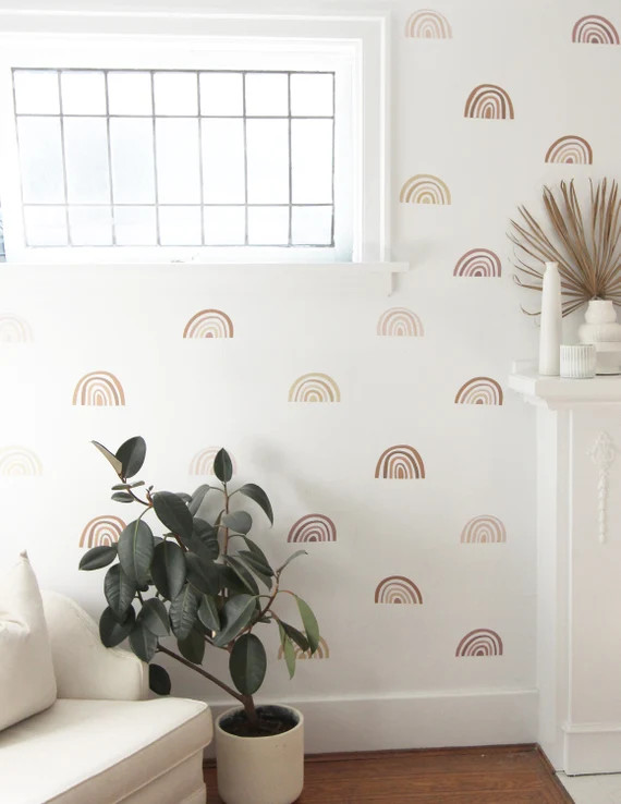 Vinyl Wall Sticker Decal Art - Ombre Rainbows in Pastel | Etsy (US)