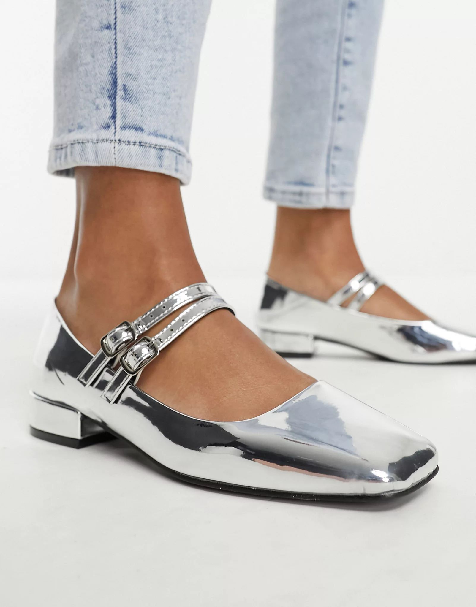 ASOS DESIGN Lychee heeled mary jane in silver | ASOS (Global)