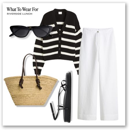 Cardigans for spring summer 🫶

White linen trousers, high street, basket bag, sandals, striped cardigan, H&M, casual style  

#LTKeurope #LTKstyletip #LTKSeasonal