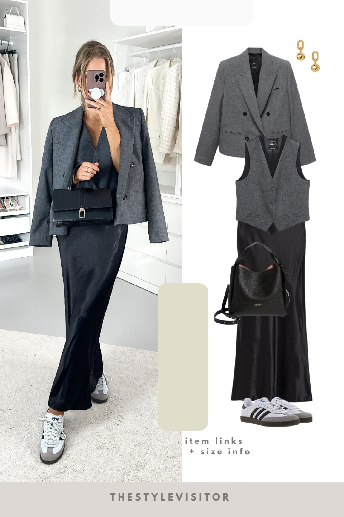 Laid back weekend look wearing satin maxi skirt, waistcoat and double breasted jacket. Exchange the sneakers for ballerina’s or flats and you’re good to go for a work outfit as well. Read the size guide/size reviews to pick the right size.

Leave a 🖤 to favorite this post and come back later to shop

#LTKeurope #LTKSeasonal #LTKstyletip