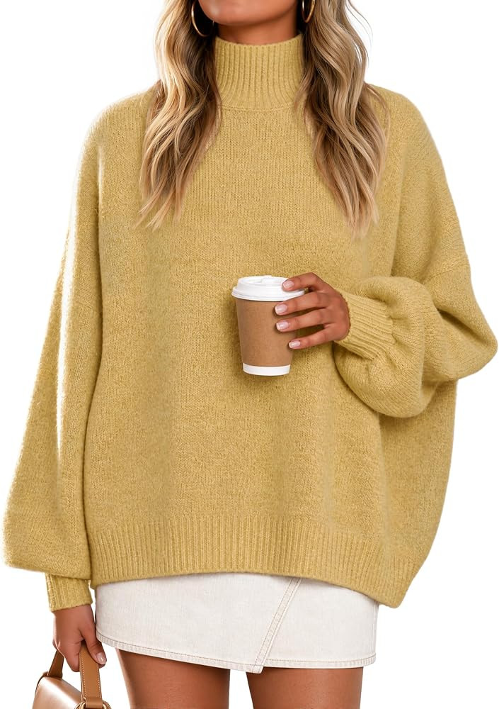 ZESICA Women's Fall Winter Long Sleeve Turtleneck Oversized Sweaters | Amazon (US)