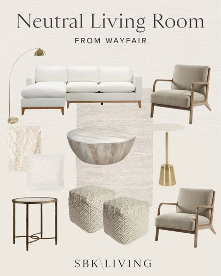 H O M E \ living room setup from Wayfair! Sectional, rug, coffee table, poufs, accent chairs and more!

Home decor 

#LTKhome #LTKSale
