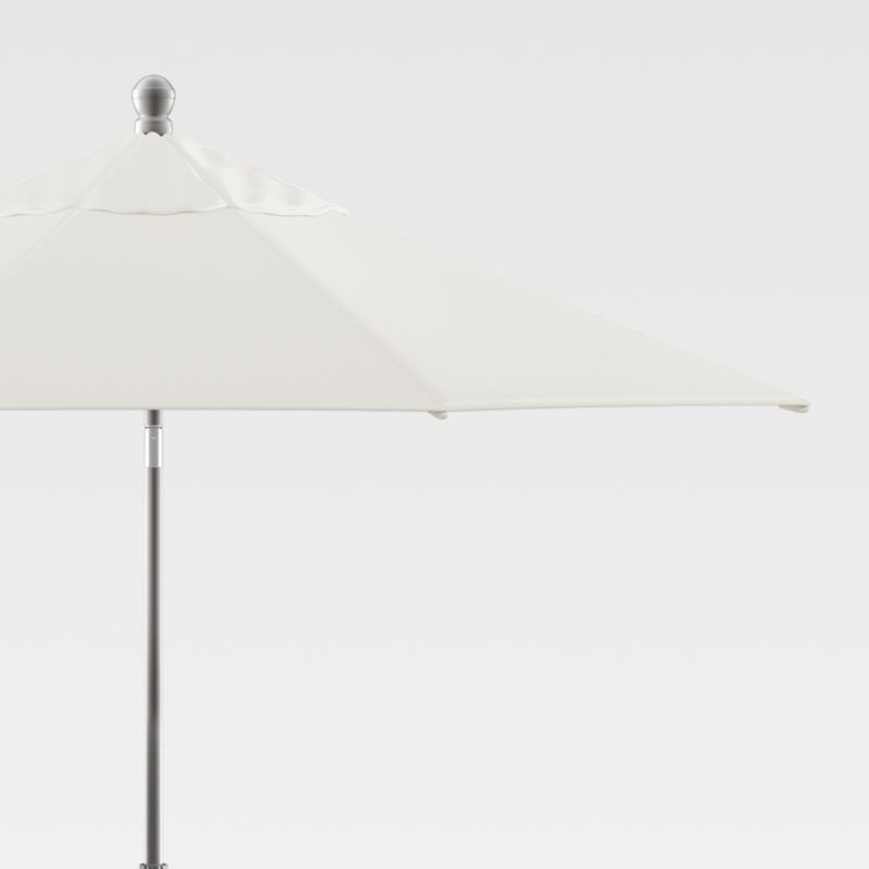 9' Round Sunbrella White Sand Outdoor Patio Umbrella with Tilt Silver Frame + Reviews | Crate & B... | Crate & Barrel