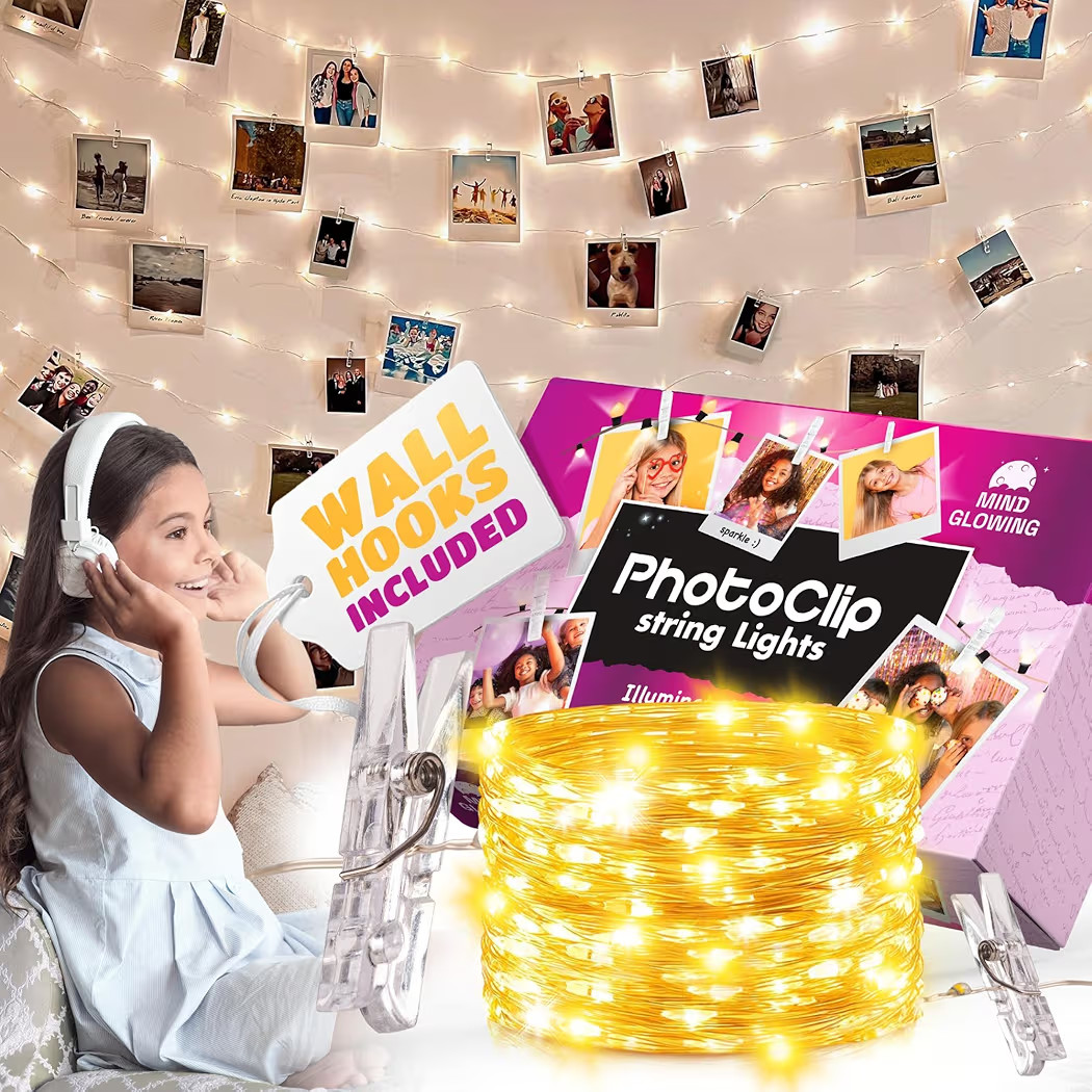 Mind-Glowing Photo Clips String Light - Dreamy Fairy Lights with Clips - Stocking Stuffers for Te... | Amazon (US)