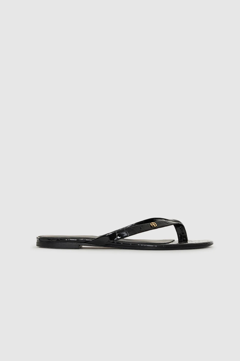 Noelle Thong Sandals - Embossed Black | Anine Bing