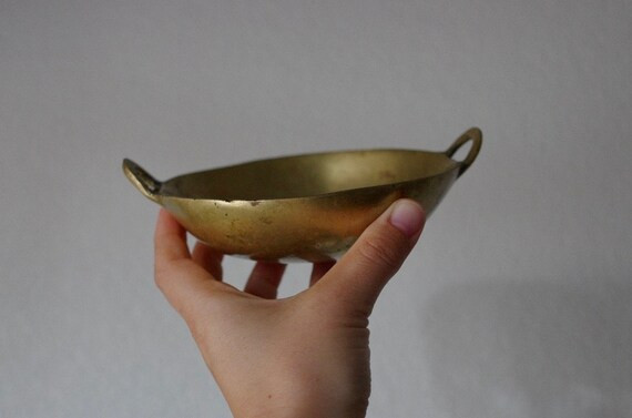 Antique Brass Bowl, Vintage Brass Dish, Brass Catchall, Brass Ring Dish, Brass Bowl with Handles | Etsy (US)