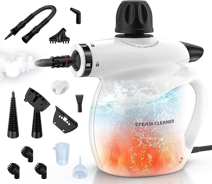 LABIGO Steam Cleaner, Pressurized Handheld 13pcs Multi-Purpose Natural Deep Cleaning Steamer, Por... | Amazon (US)