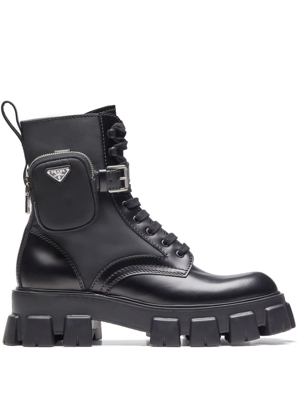 Prada Monolith pouch-detail boots - Black | Farfetch Global