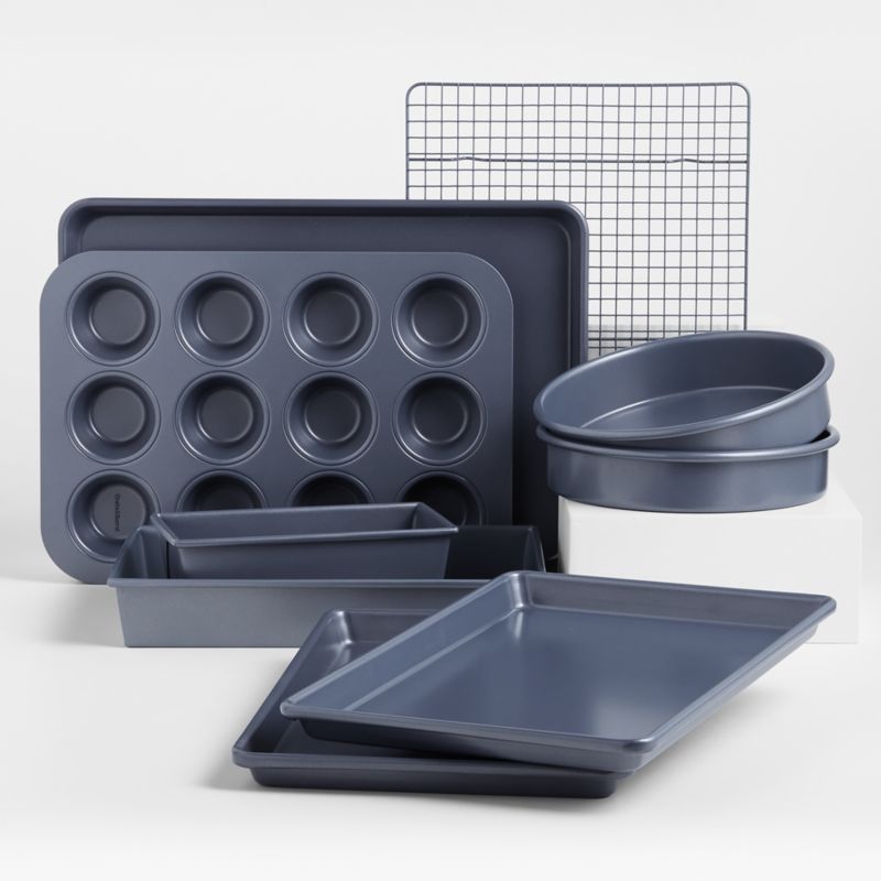 Crate & Barrel Slate Blue 9-Piece Bakeware Set + Reviews | Crate & Barrel | Crate & Barrel