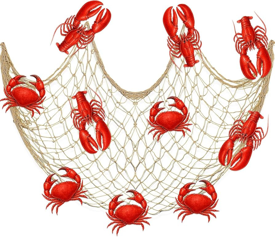 11 Pcs Crawfish Crab Party Decorations Kit Fishing Net Cute Cardstock Photo Prop for Birthday Sea... | Amazon (US)