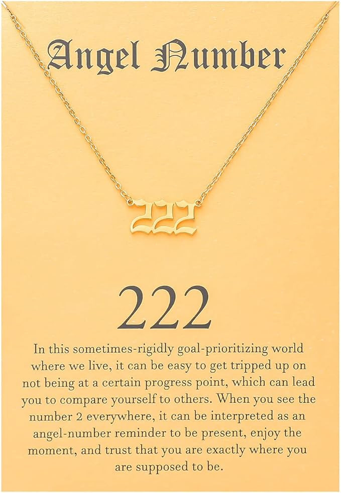 Tasunom 2pcs Old English Angel & Number Necklace Numerology Jewelry for Women 18K Gold Plated Sta... | Amazon (US)