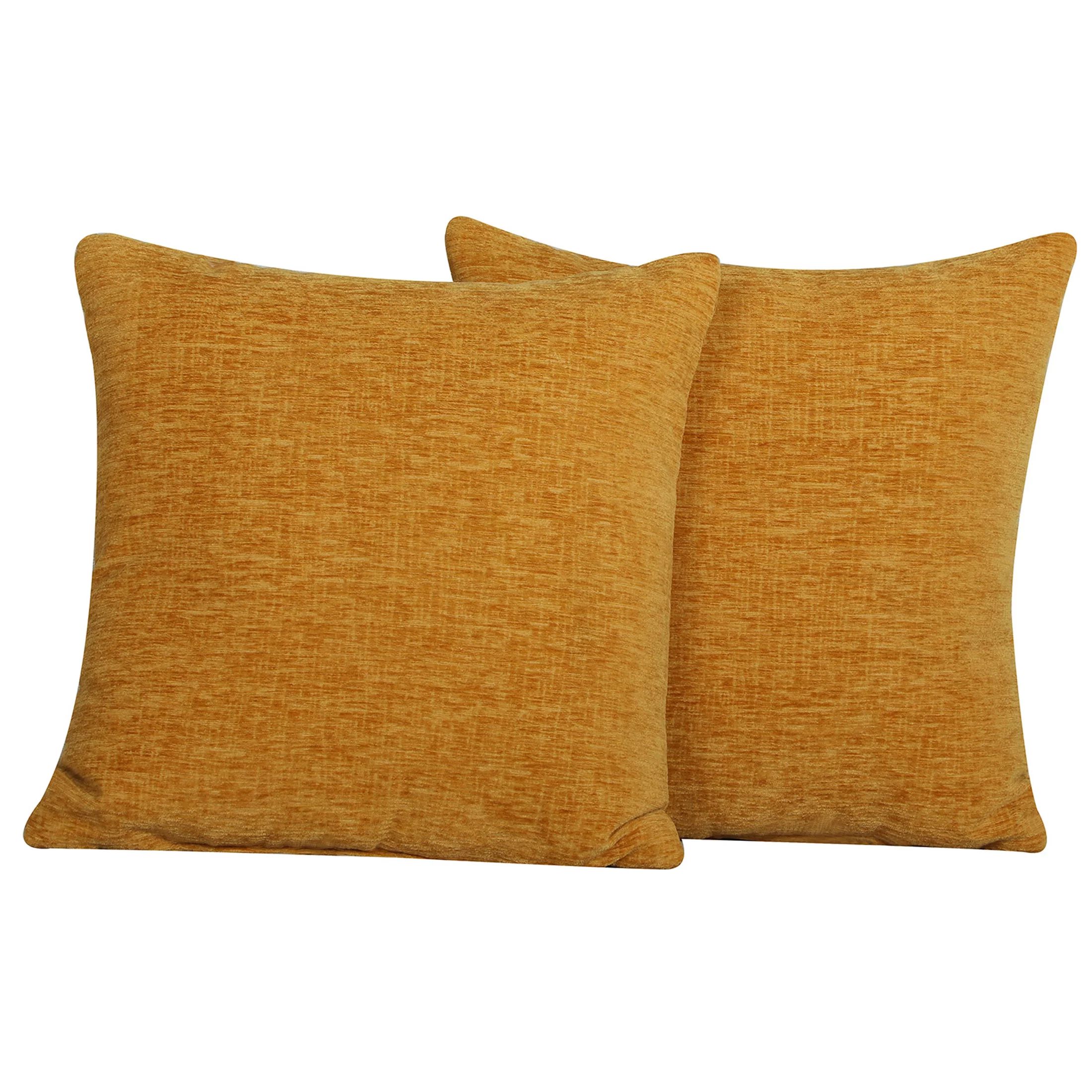 Mainstays Chenille Yellow Pillow 18''x18'', 2 Pack | Walmart (US)