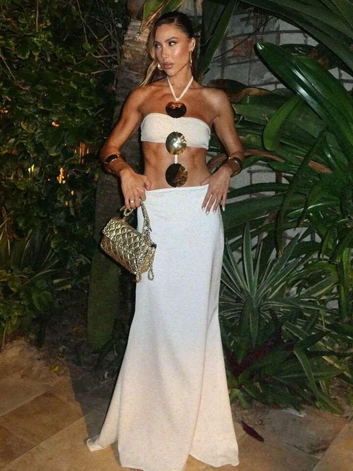 European & American Style Sexy Women Hollow Out 2 Pieces One Piece Swimsuit Set | SHEIN