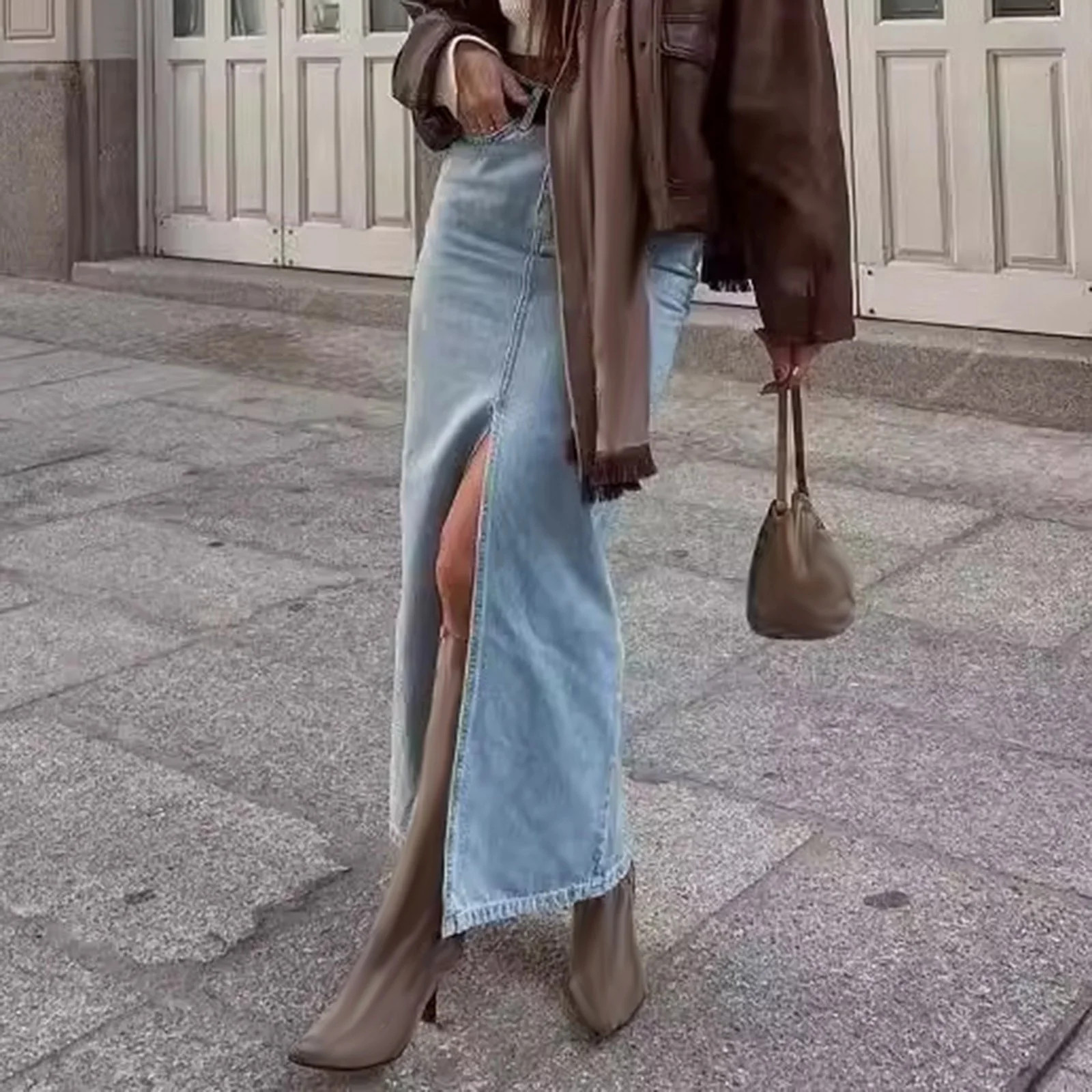 Women's Long Denim Maxi Skirt High Waisted Casual Split Jean Skirt Street Style for Everyday Wear | Walmart (CA)