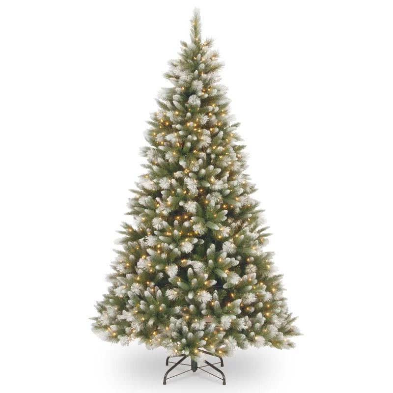 Frosted 7.5' Green/White Fir Artificial Christmas Tree with 500 Clear/White Lights | Wayfair North America