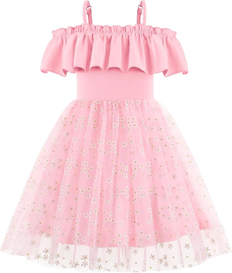 Arshiner Toddler Girl Tulle Dress Girls Sequin Summer Dresses Off Shoulder Flutter Formal Birthda... | Amazon (US)