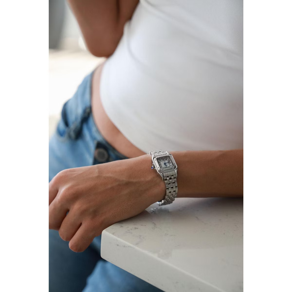 Peugeot Womens 20x22mm Silver-Tone Panther Link Bracelet Watch | Target