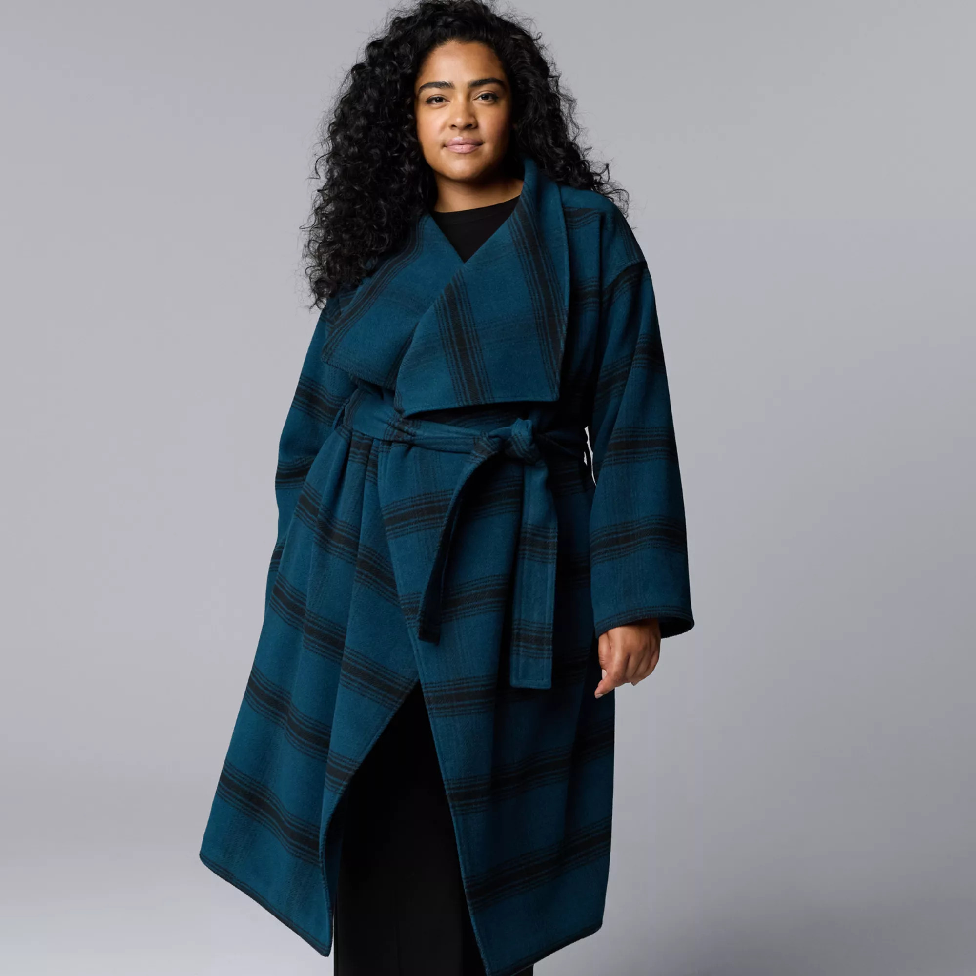 Plus Size Simply Vera Vera Wang Drape Collar Overcoat | Kohl's