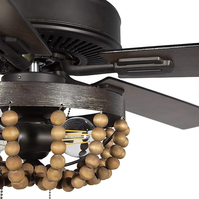 RIVER OF GOODS Coastal 52 Inch Wooden Bead LED Ceiling Fan, Brown | Amazon (US)