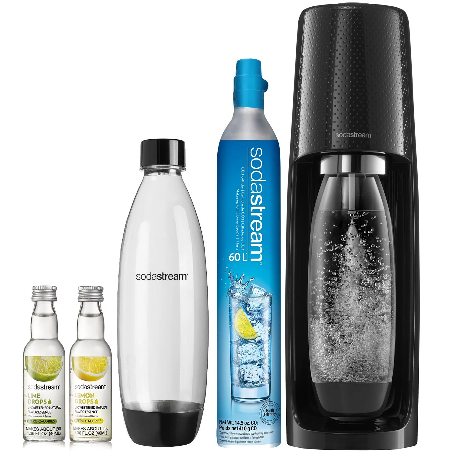 SodaStream Fizzi Sparkling Water Maker (Black) Bundle with CO2, 2 BPA free Bottles and 2 Fruit Dr... | Walmart (US)
