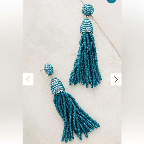 Anthropologie Vibrant Blue Beaded Tassel Earrings | Poshmark
