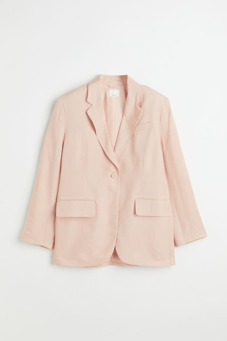 Conscious choice  Oversized jacket in a woven linen and viscose blend. Notched lapels, defined, s... | H&M (US)