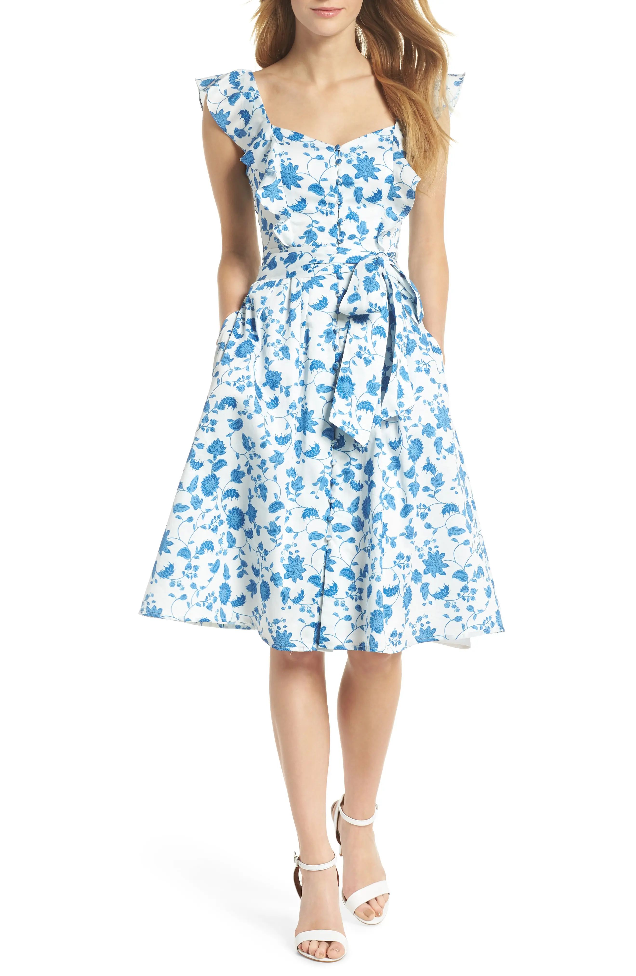 Olivia Floral Wallpaper Print Fit & Flare Dress | Nordstrom