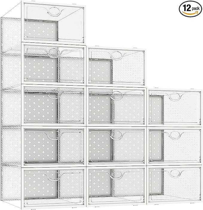 Pinkpum Shoe Storage Boxes, Shoe Organizer for Closet Clear, Shoe Boxes Clear Plastic Stackable, ... | Amazon (US)