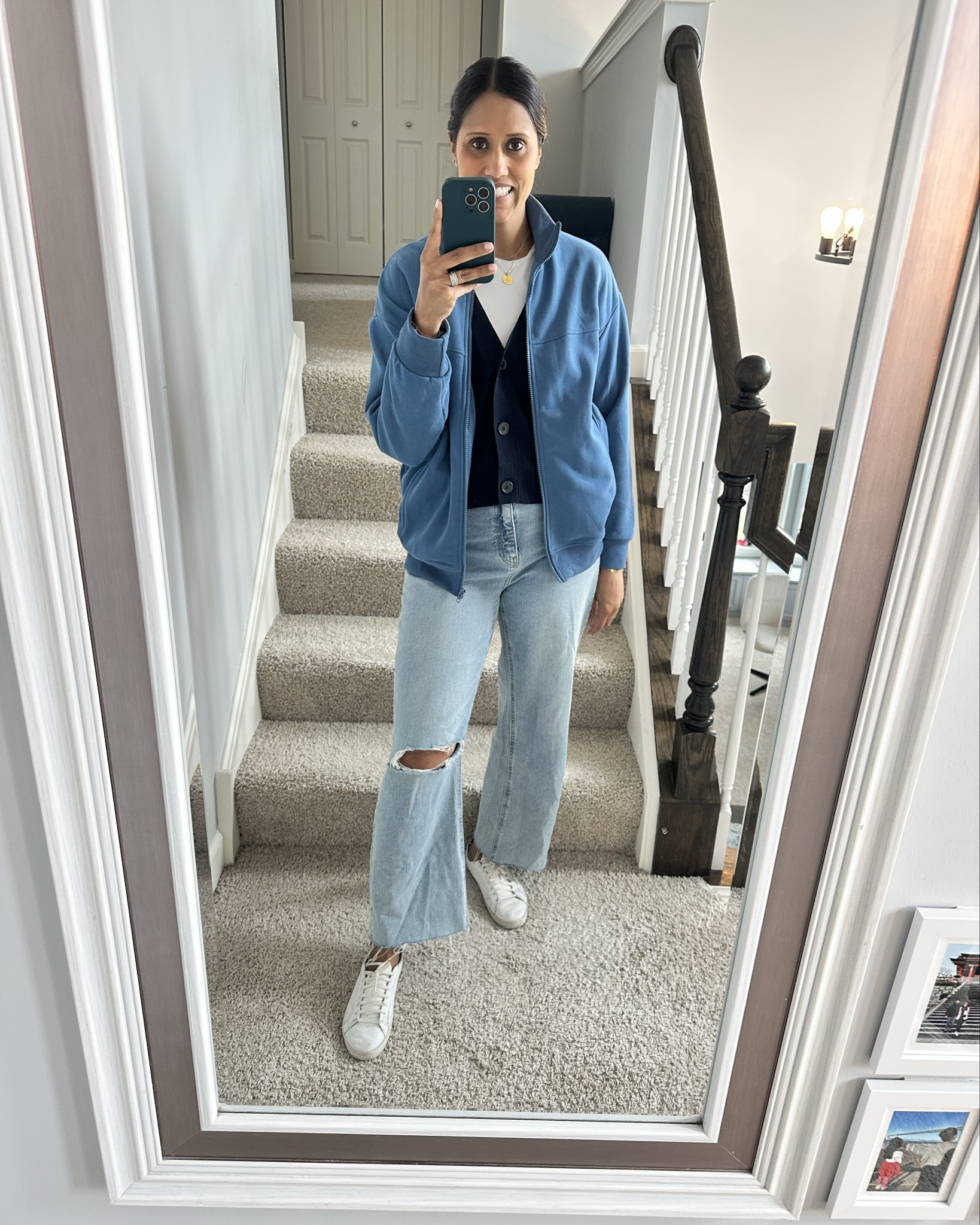 Absolutely love the combination of blues! This jacket is the best so versatile and goes with everything! Perfect outfit for brunch or errands and working from home 

#LTKWorkwear #LTKFindsUnder50 #LTKStyleTip