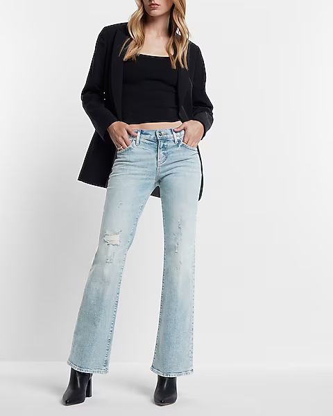 Low Rise Light Wash Ripped Bootcut Jeans | Express