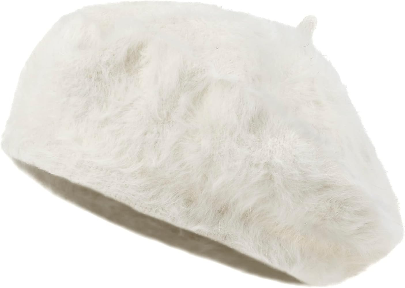 ililily Solid Color Angora French Beret Furry Artist Flat Winter Hat | Amazon (US)