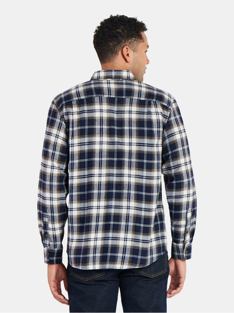 George Men's and Big Men's Double Pocket Flannel Shirt, Sizes XS-3XLT | Walmart (US)