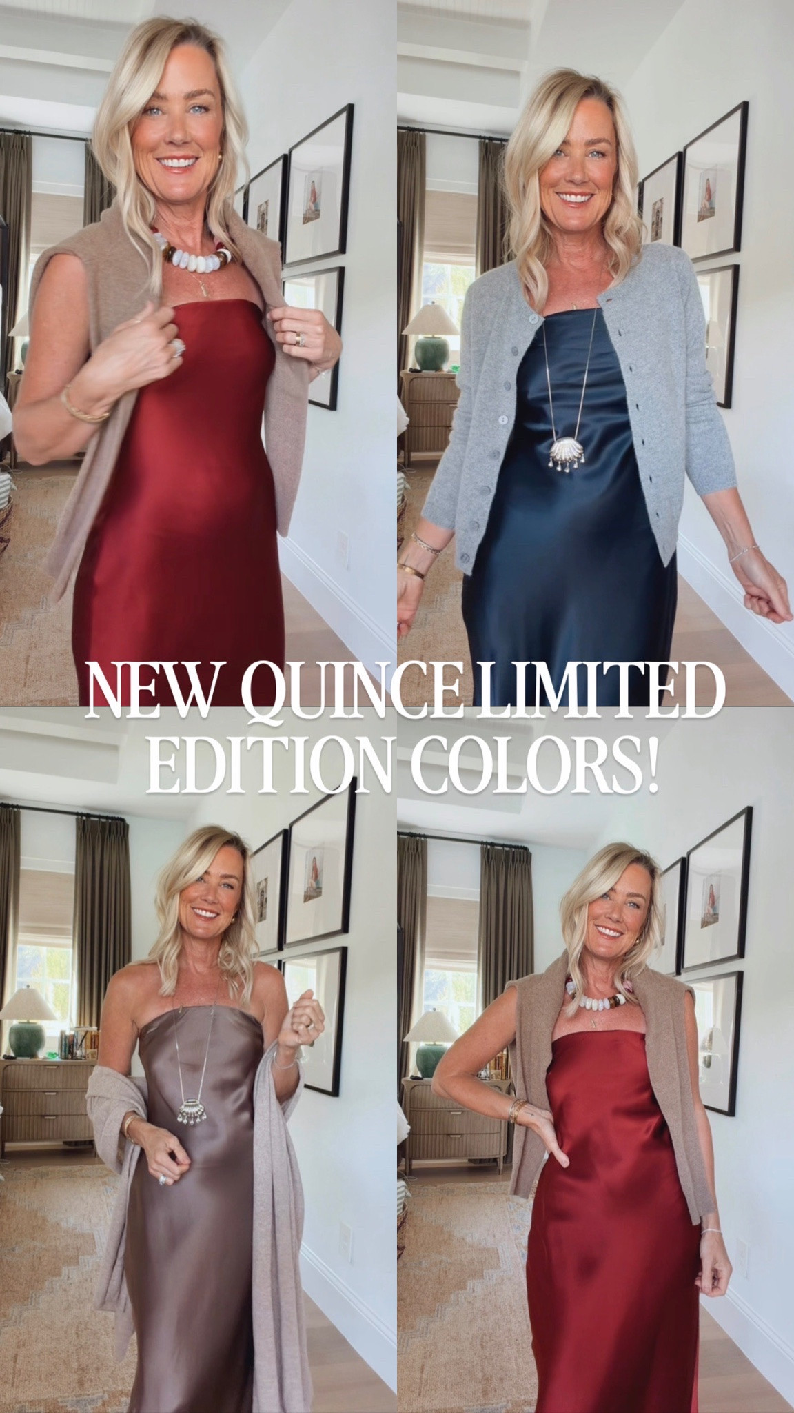 Quince washable silk strapless dresses are currently my new favorite obsession for evening looks! Trying to decide which color to pack for my big trip! Which one is your fave? @quince #quincepartner

#LTKootd #LTKOver40 #LTKSeasonal