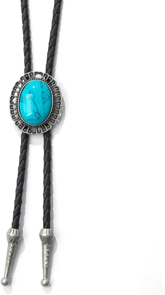 AZORA Western Cowboy Bolo Tie Men Leather Necktie Leather Cord Turquoise Stone Bolo Ties for Men ... | Amazon (US)