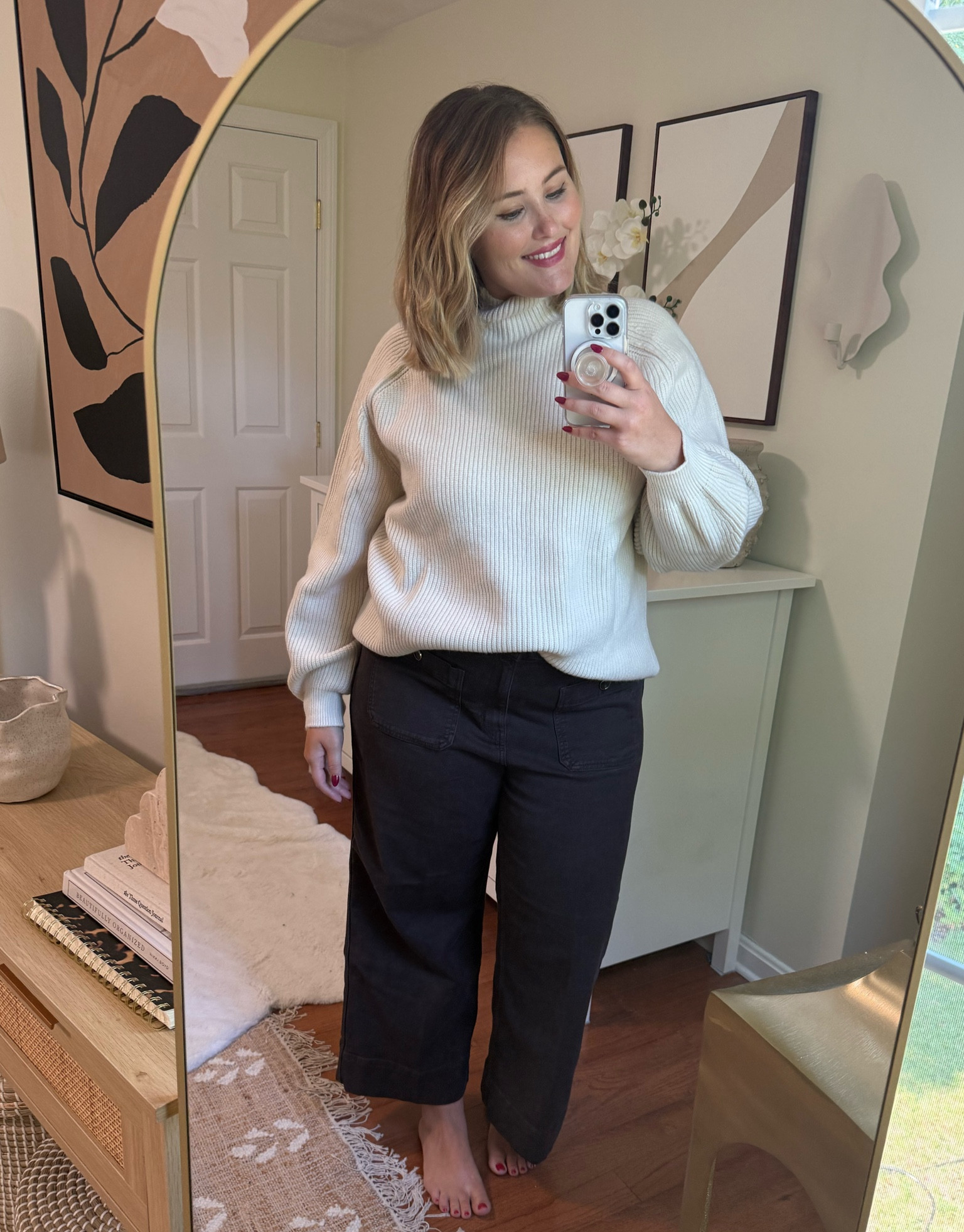 These brown wide leg jeans and this sweater combo are going to be a repeat outfit 

Wearing an XXL in the sweater and 20 in the jeans…I sized up for both 

#LTKFindsUnder50 #LTKStyleTip #LTKSeasonal