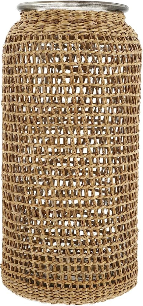 DOITOOL Clear Flower Vase with Rattan Cover, Woven Seagrass Vase Round Decorative Flower Vase Flo... | Amazon (US)
