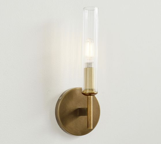Cooper Ribbed Glass Tube Sconce (13") | Pottery Barn (US)