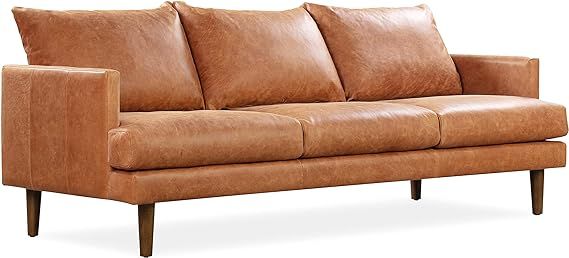 POLY & BARK Girona Leather Couch – 88-Inch Leather Sofa with Tufted Back - Full Grain Leather C... | Amazon (US)