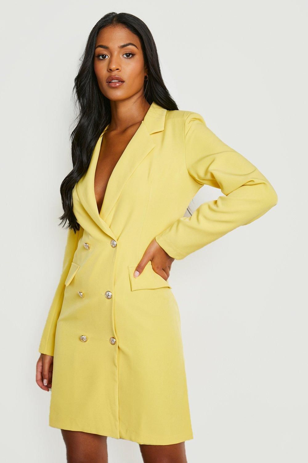 Womens Tall Blazer Dress - Yellow - 12 | Boohoo.com (US & CA)