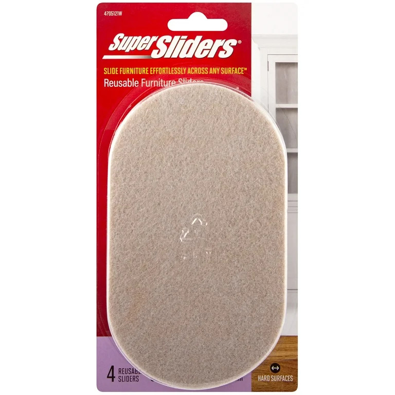 Super Sliders 3-1/2 x 6" Oval Felt Furniture Sliders Beige, 4 Pack | Walmart (US)