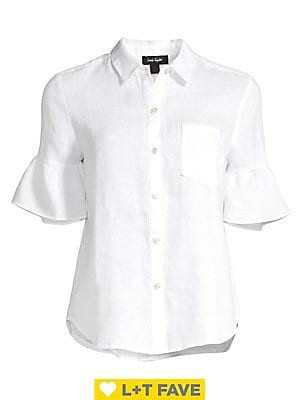 Kendall Linen Flare Sleeve Top | Lord & Taylor